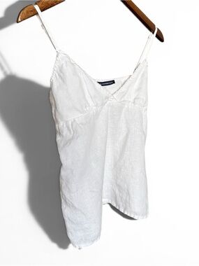 Brandy Melville White Linen Spaghetti-Strap Cami